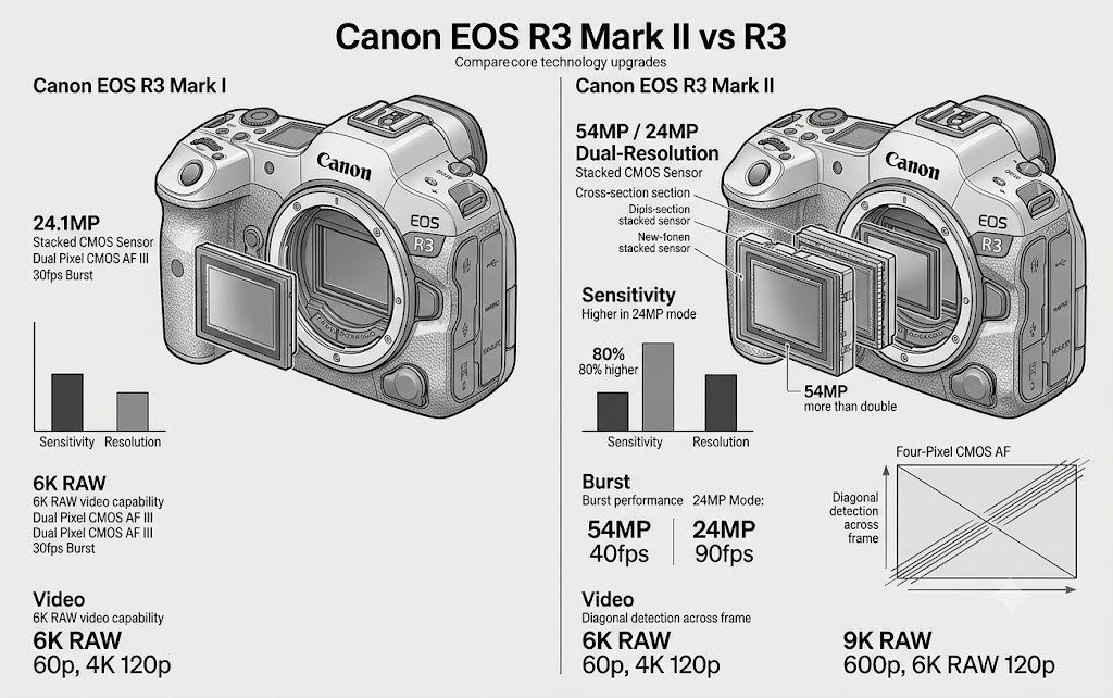 Canon EOS R3 Mark II vs R3
